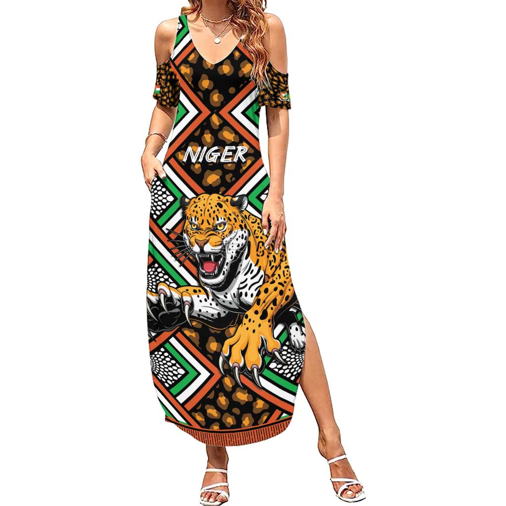 Personalized Niger Summer Maxi Dress Leopard Ankara African Pattern - Wonder Print Shop