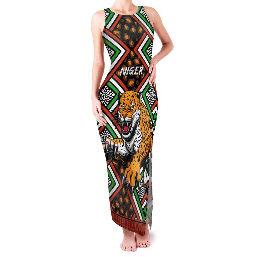 Personalized Niger Tank Maxi Dress Leopard Ankara African Pattern - Wonder Print Shop