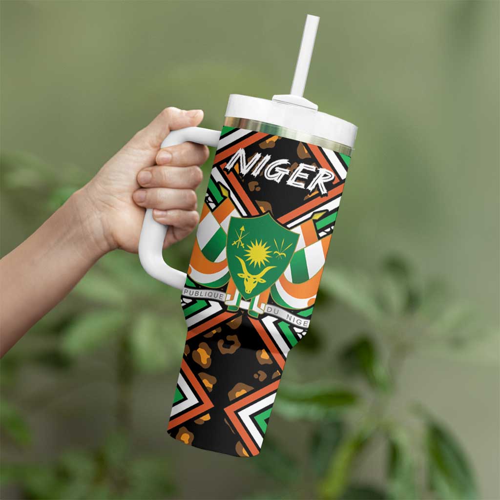 Niger Tumbler With Handle Leopard Ankara African Pattern - Wonder Print Shop
