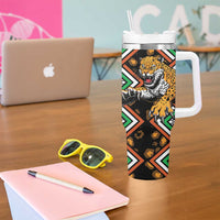 Niger Tumbler With Handle Leopard Ankara African Pattern - Wonder Print Shop
