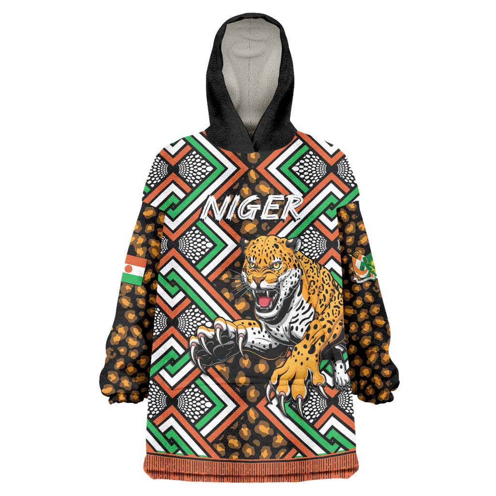 Personalized Niger Wearable Blanket Hoodie Leopard Ankara African Pattern - Wonder Print Shop