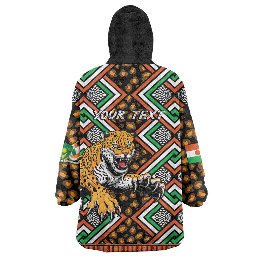 Personalized Niger Wearable Blanket Hoodie Leopard Ankara African Pattern - Wonder Print Shop