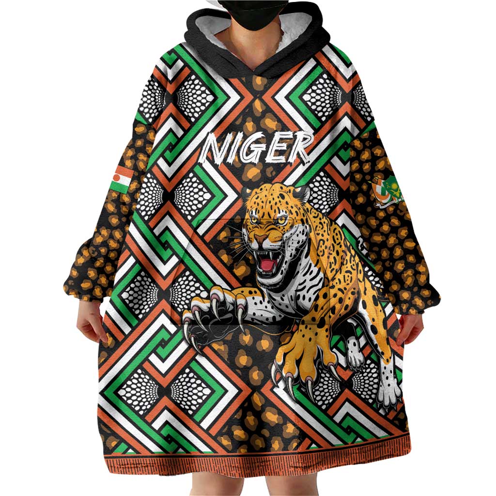Personalized Niger Wearable Blanket Hoodie Leopard Ankara African Pattern - Wonder Print Shop