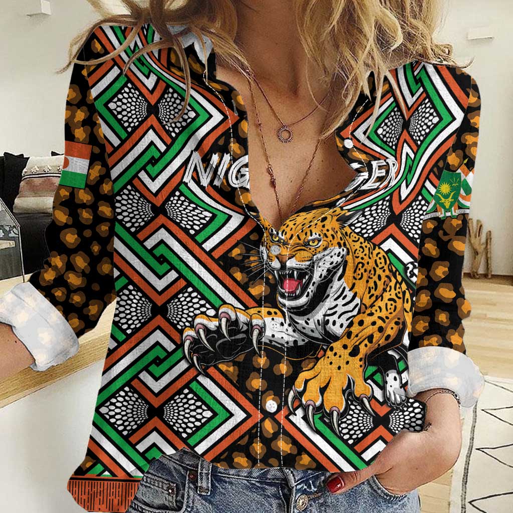 Personalized Niger Women Casual Shirt Leopard Ankara African Pattern - Wonder Print Shop