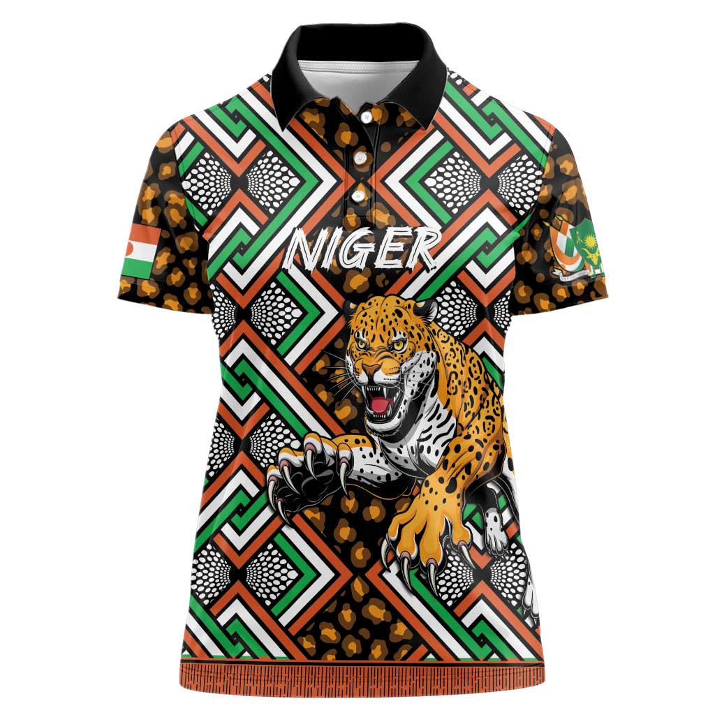 Personalized Niger Women Polo Shirt Leopard Ankara African Pattern - Wonder Print Shop