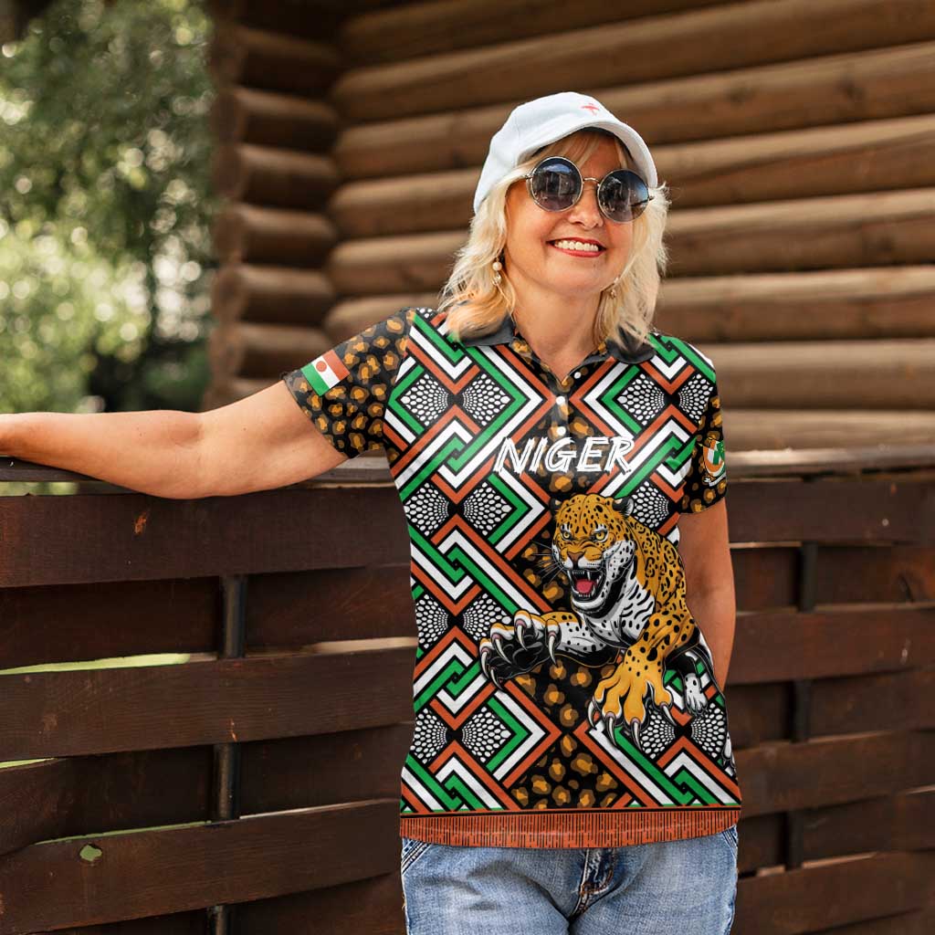 Personalized Niger Women Polo Shirt Leopard Ankara African Pattern - Wonder Print Shop