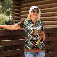 Personalized Niger Women Polo Shirt Leopard Ankara African Pattern - Wonder Print Shop