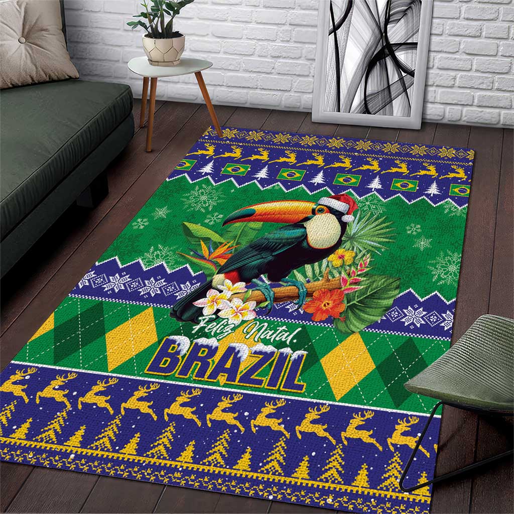 Brazil Christmas Area Rug Toco Toucan Feliz Natal - Wonder Print Shop