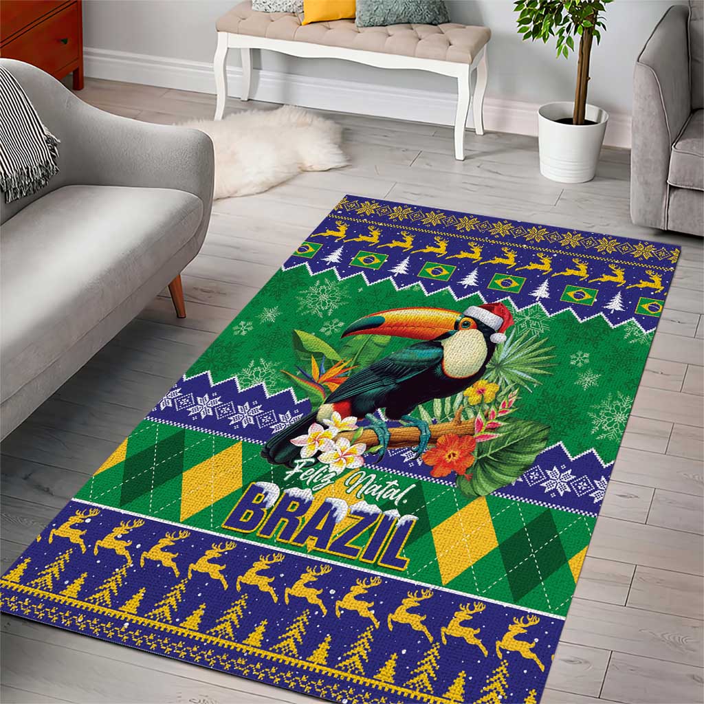 Brazil Christmas Area Rug Toco Toucan Feliz Natal - Wonder Print Shop