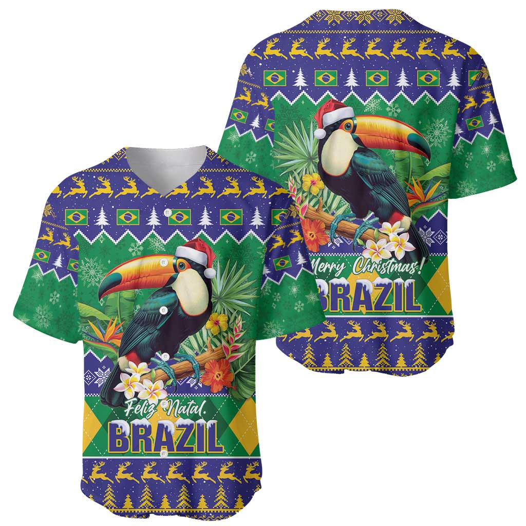 Brazil Christmas Baseball Jersey Toco Toucan Feliz Natal - Wonder Print Shop