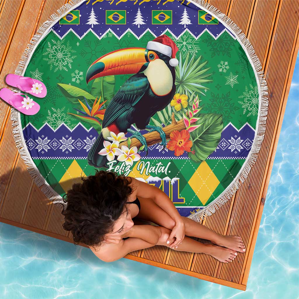 Brazil Christmas Beach Blanket Toco Toucan Feliz Natal - Wonder Print Shop