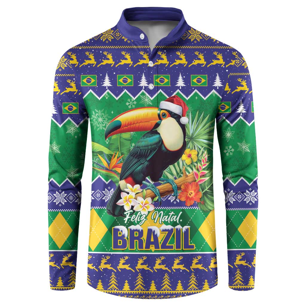 Brazil Christmas Button Sweatshirt Toco Toucan Feliz Natal - Wonder Print Shop