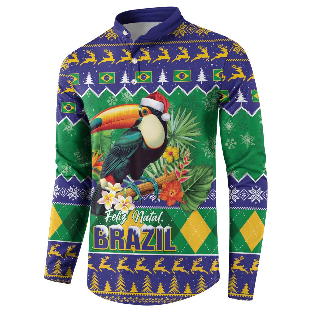 Brazil Christmas Button Sweatshirt Toco Toucan Feliz Natal - Wonder Print Shop