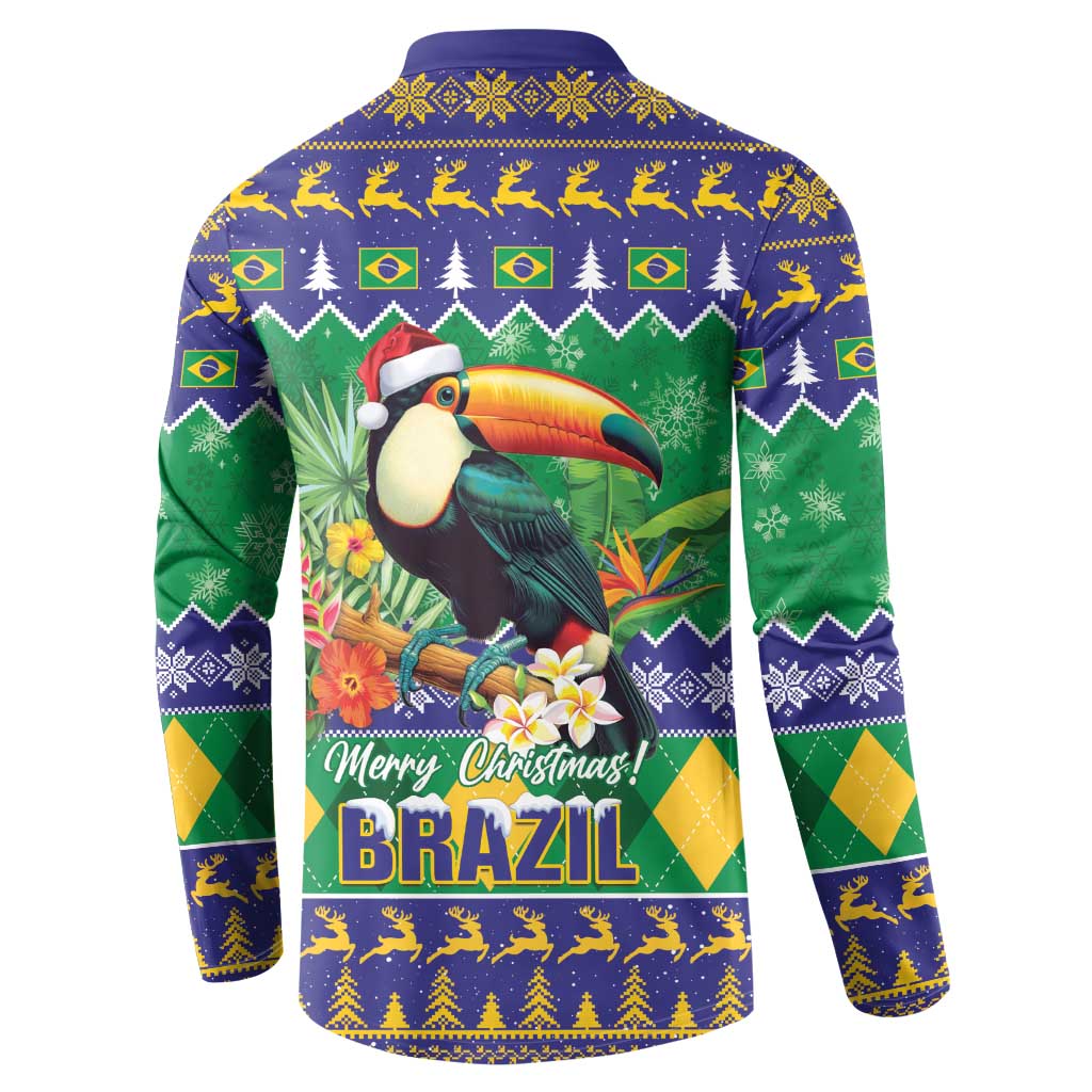Brazil Christmas Button Sweatshirt Toco Toucan Feliz Natal - Wonder Print Shop