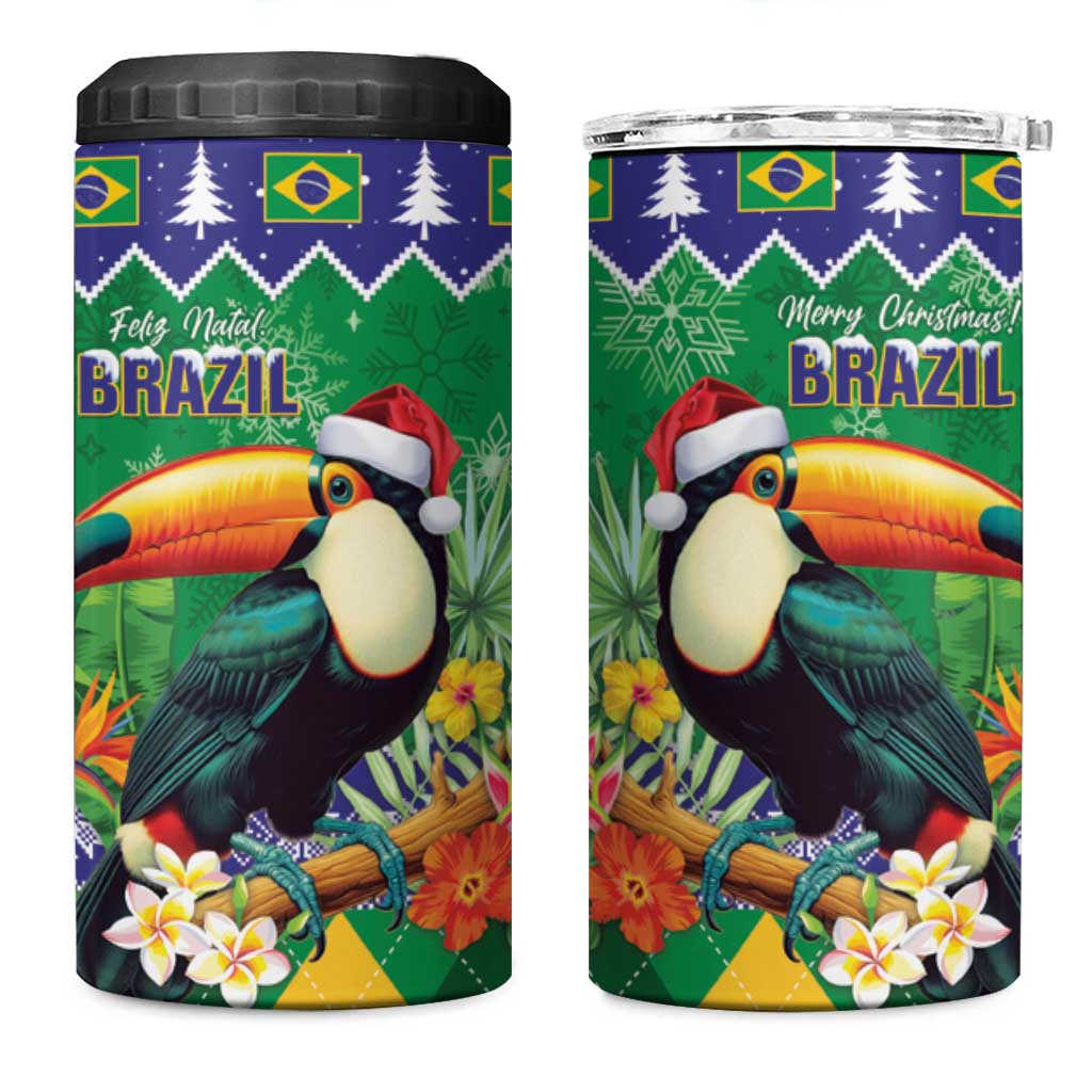 Brazil Christmas 4 in 1 Can Cooler Tumbler Toco Toucan Feliz Natal - Wonder Print Shop