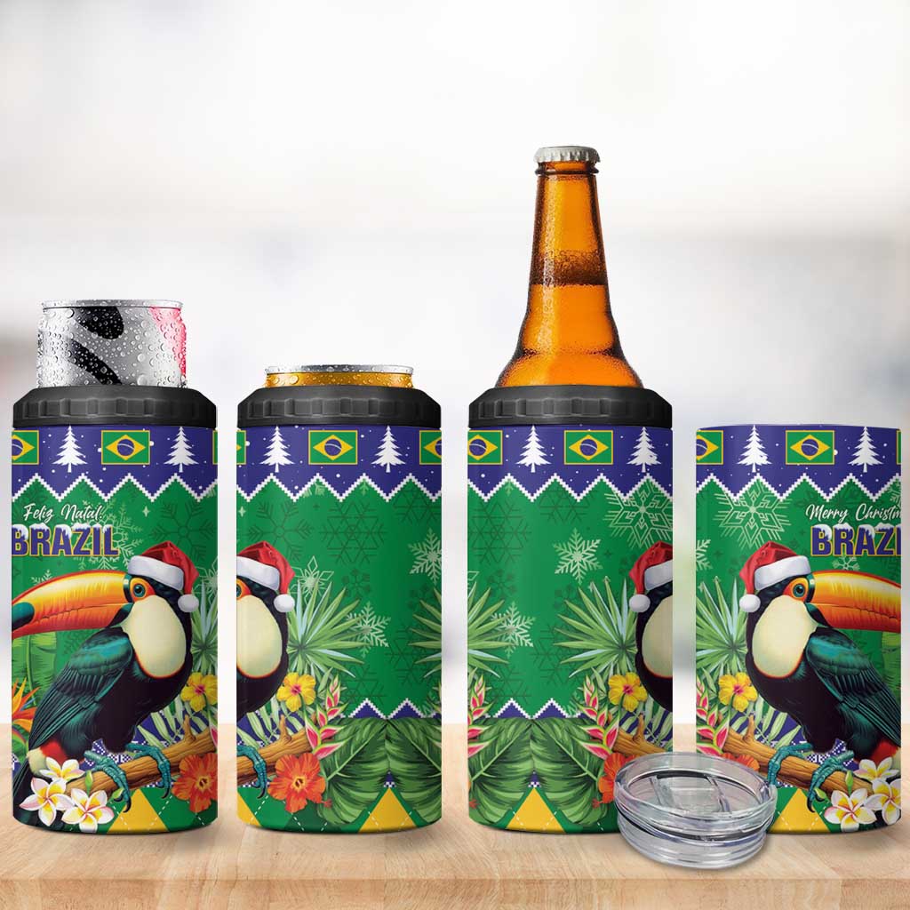 Brazil Christmas 4 in 1 Can Cooler Tumbler Toco Toucan Feliz Natal - Wonder Print Shop