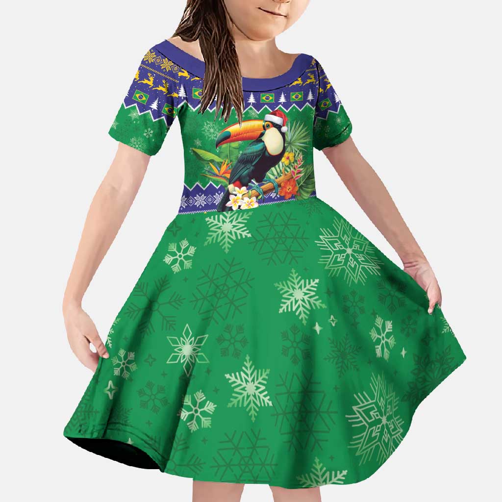 Brazil Christmas Family Matching Mermaid Dress and Hawaiian Shirt Toco Toucan Feliz Natal - Wonder Print Shop