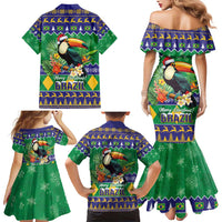 Brazil Christmas Family Matching Mermaid Dress and Hawaiian Shirt Toco Toucan Feliz Natal - Wonder Print Shop