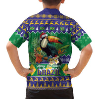 Brazil Christmas Family Matching Off The Shoulder Long Sleeve Dress and Hawaiian Shirt Toco Toucan Feliz Natal - Wonder Print Shop