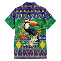 Brazil Christmas Family Matching Off The Shoulder Long Sleeve Dress and Hawaiian Shirt Toco Toucan Feliz Natal - Wonder Print Shop