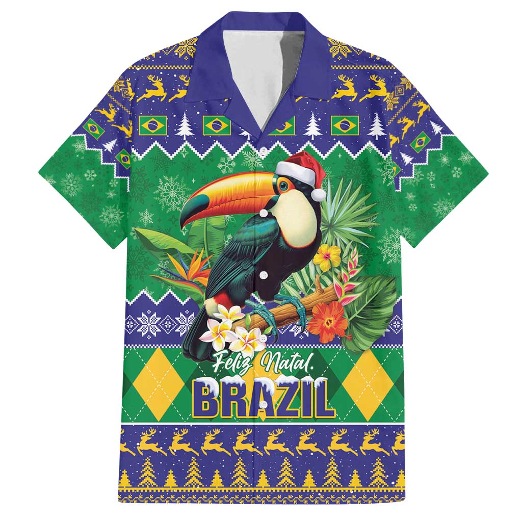 Brazil Christmas Family Matching Off Shoulder Maxi Dress and Hawaiian Shirt Toco Toucan Feliz Natal - Wonder Print Shop