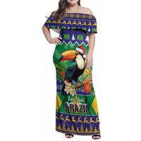 Brazil Christmas Family Matching Off Shoulder Maxi Dress and Hawaiian Shirt Toco Toucan Feliz Natal - Wonder Print Shop