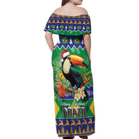 Brazil Christmas Family Matching Off Shoulder Maxi Dress and Hawaiian Shirt Toco Toucan Feliz Natal - Wonder Print Shop