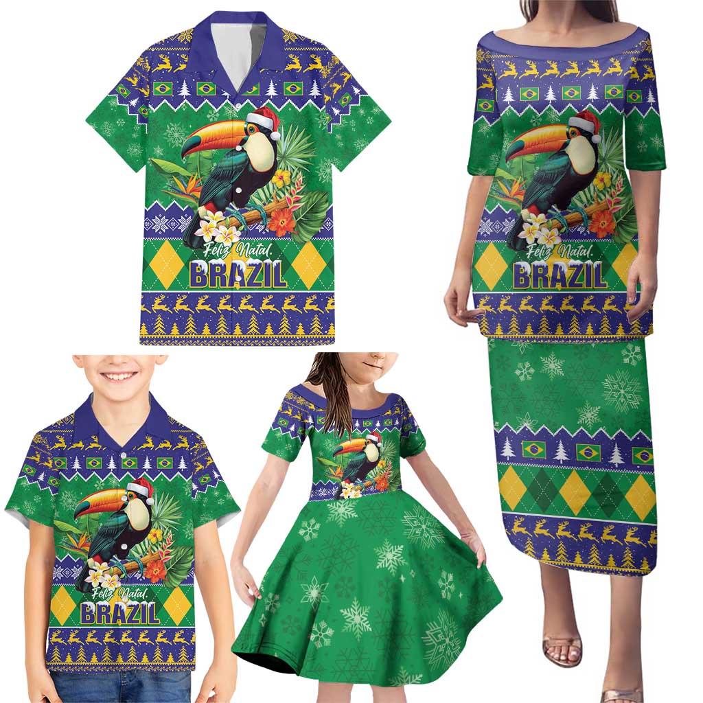 Brazil Christmas Family Matching Puletasi and Hawaiian Shirt Toco Toucan Feliz Natal - Wonder Print Shop