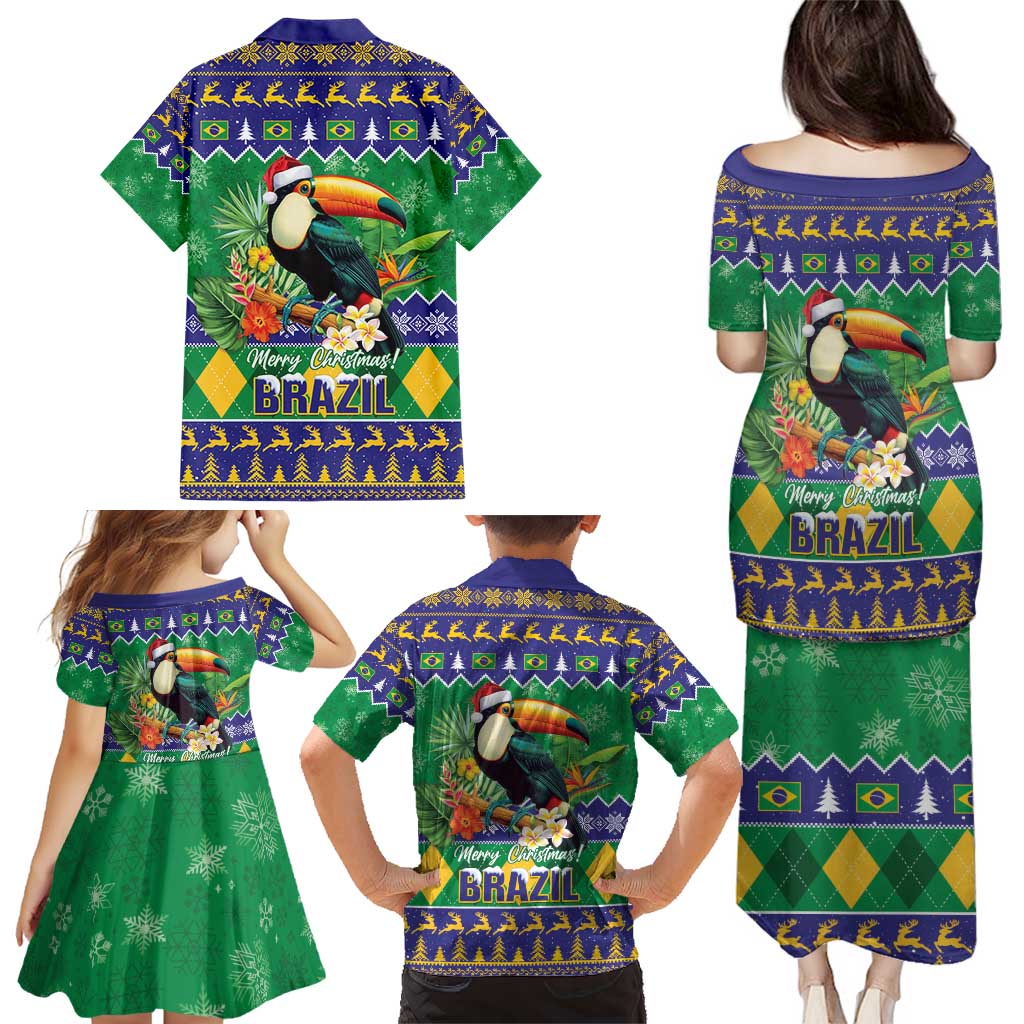 Brazil Christmas Family Matching Puletasi and Hawaiian Shirt Toco Toucan Feliz Natal - Wonder Print Shop