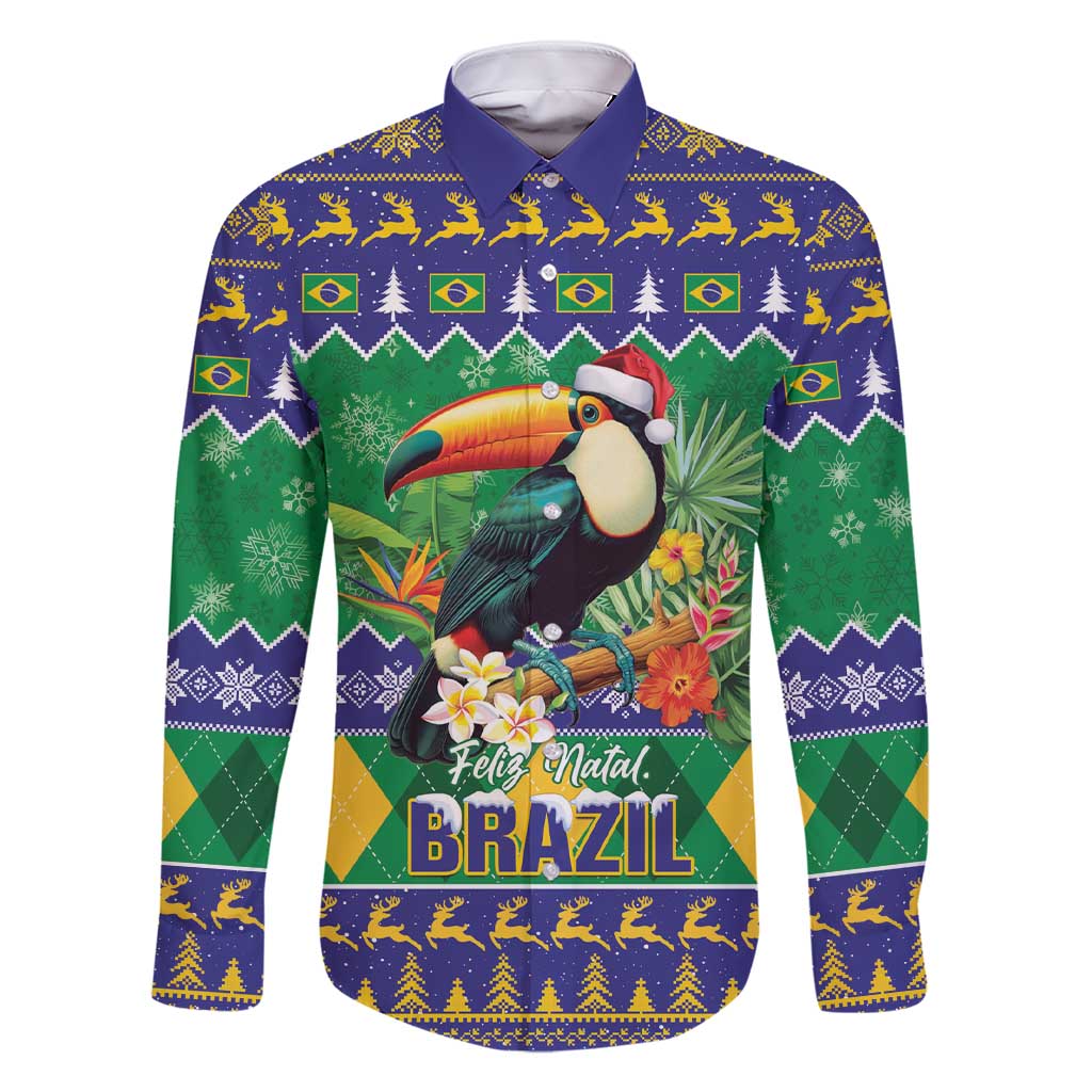 Brazil Christmas Family Matching Short Sleeve Bodycon Dress and Hawaiian Shirt Toco Toucan Feliz Natal - Wonder Print Shop