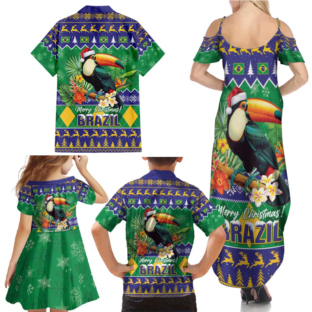 Brazil Christmas Family Matching Summer Maxi Dress and Hawaiian Shirt Toco Toucan Feliz Natal - Wonder Print Shop