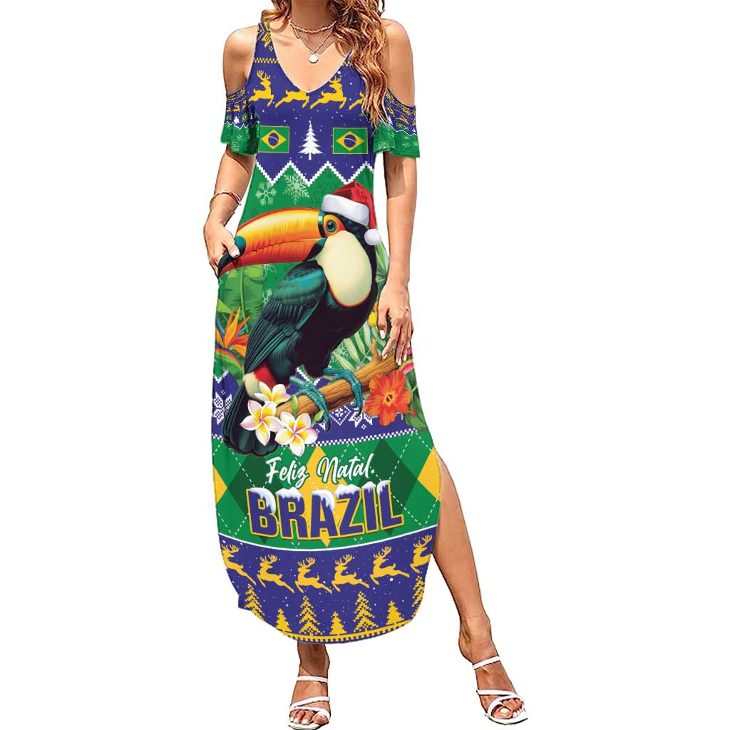 Brazil Christmas Family Matching Summer Maxi Dress and Hawaiian Shirt Toco Toucan Feliz Natal - Wonder Print Shop
