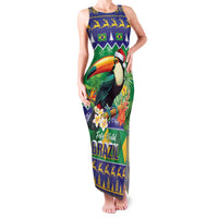 Brazil Christmas Family Matching Tank Maxi Dress and Hawaiian Shirt Toco Toucan Feliz Natal - Wonder Print Shop