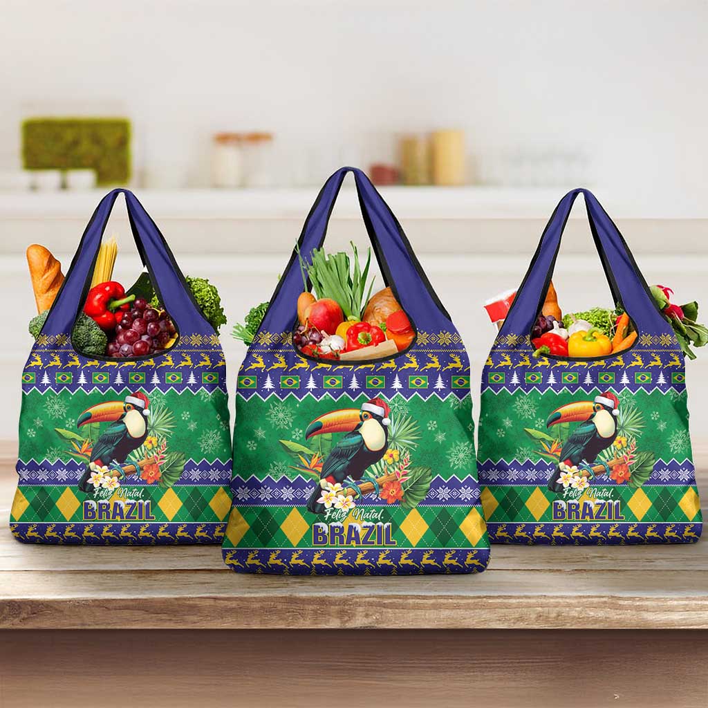 Brazil Christmas Grocery Bag Toco Toucan Feliz Natal