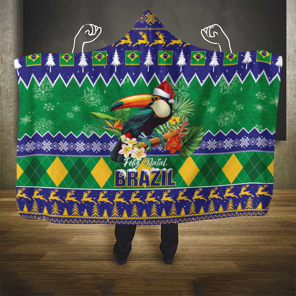 Brazil Christmas Hooded Blanket Toco Toucan Feliz Natal