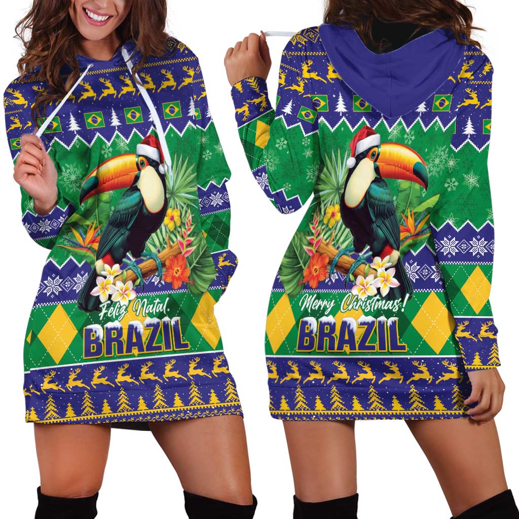 Brazil Christmas Hoodie Dress Toco Toucan Feliz Natal - Wonder Print Shop