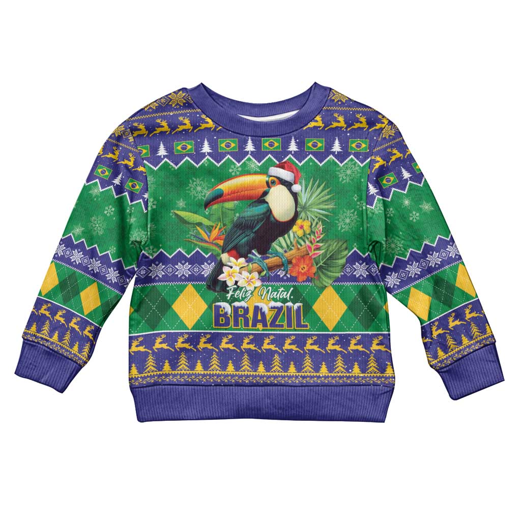 Brazil Christmas Kid Ugly Christmas Sweater Toco Toucan Feliz Natal - Wonder Print Shop