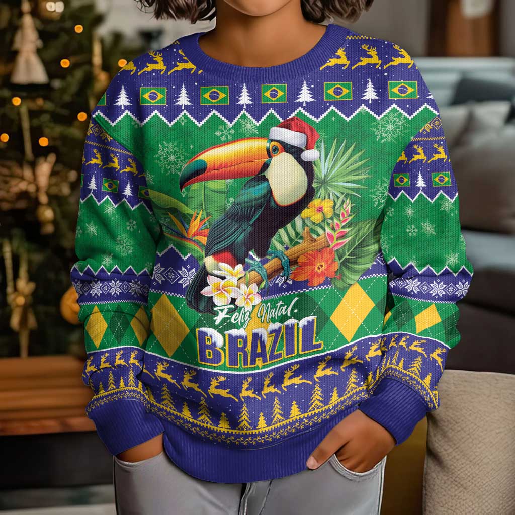 Brazil Christmas Kid Ugly Christmas Sweater Toco Toucan Feliz Natal - Wonder Print Shop