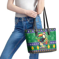 Brazil Christmas Leather Tote Bag Toco Toucan Feliz Natal - Wonder Print Shop
