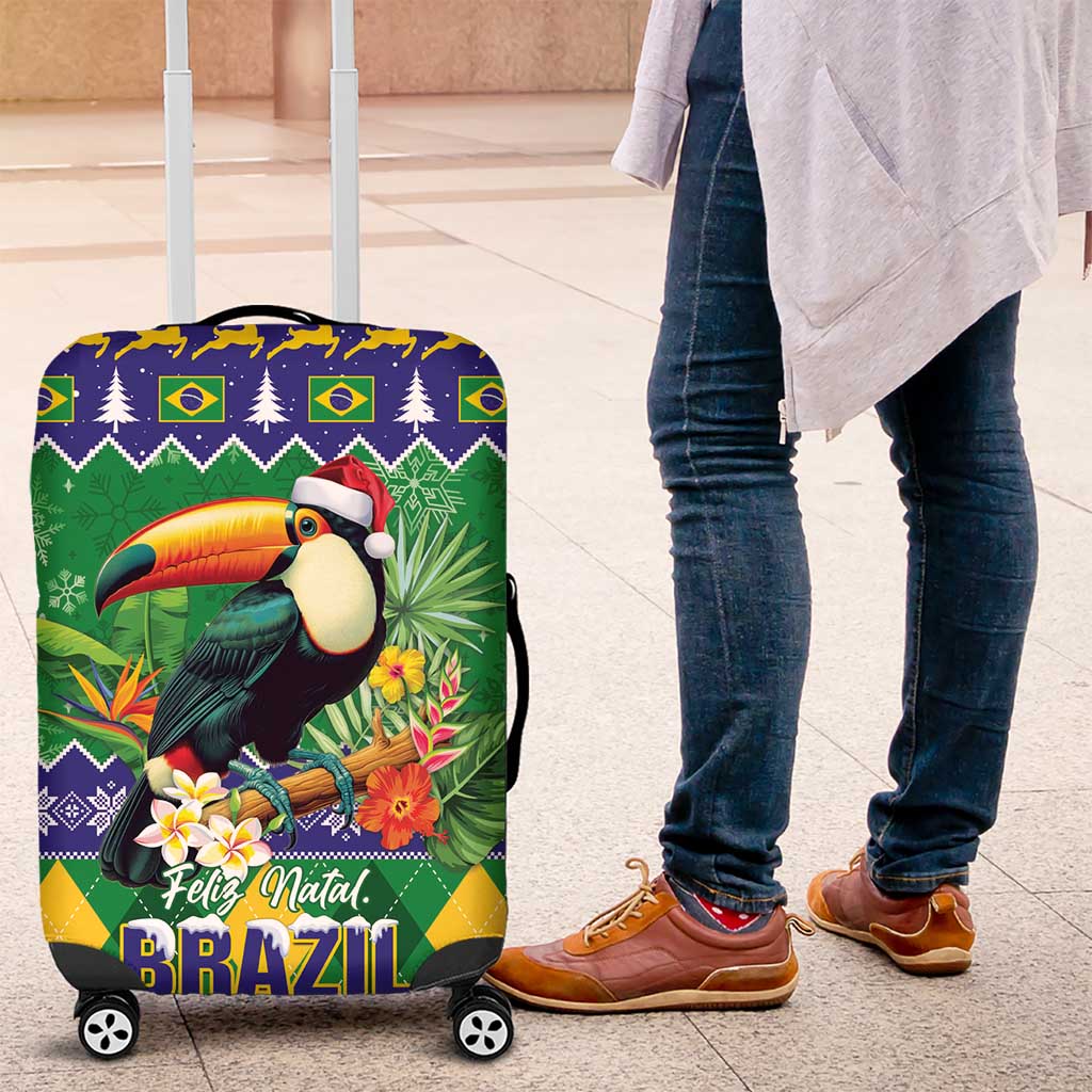 Brazil Christmas Luggage Cover Toco Toucan Feliz Natal - Wonder Print Shop