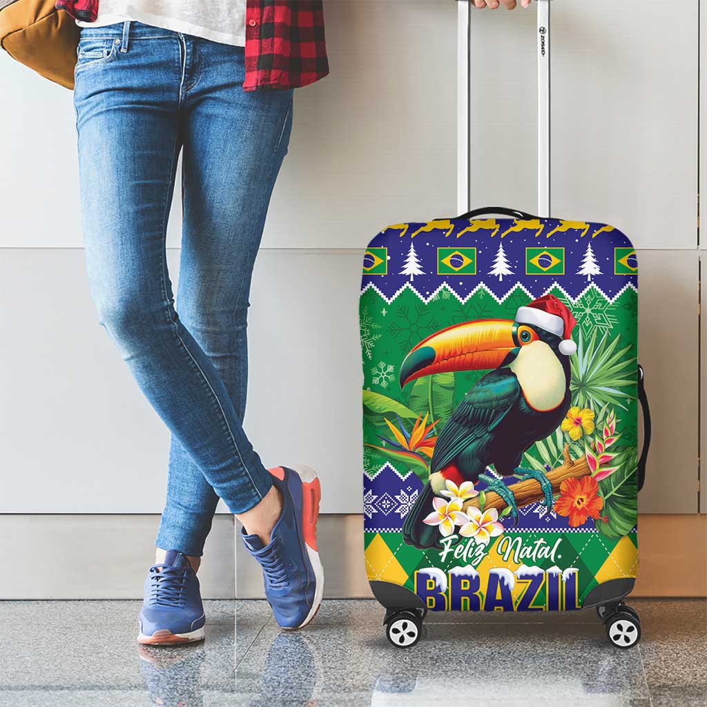 Brazil Christmas Luggage Cover Toco Toucan Feliz Natal - Wonder Print Shop