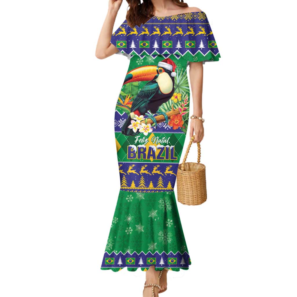 Brazil Christmas Mermaid Dress Toco Toucan Feliz Natal - Wonder Print Shop
