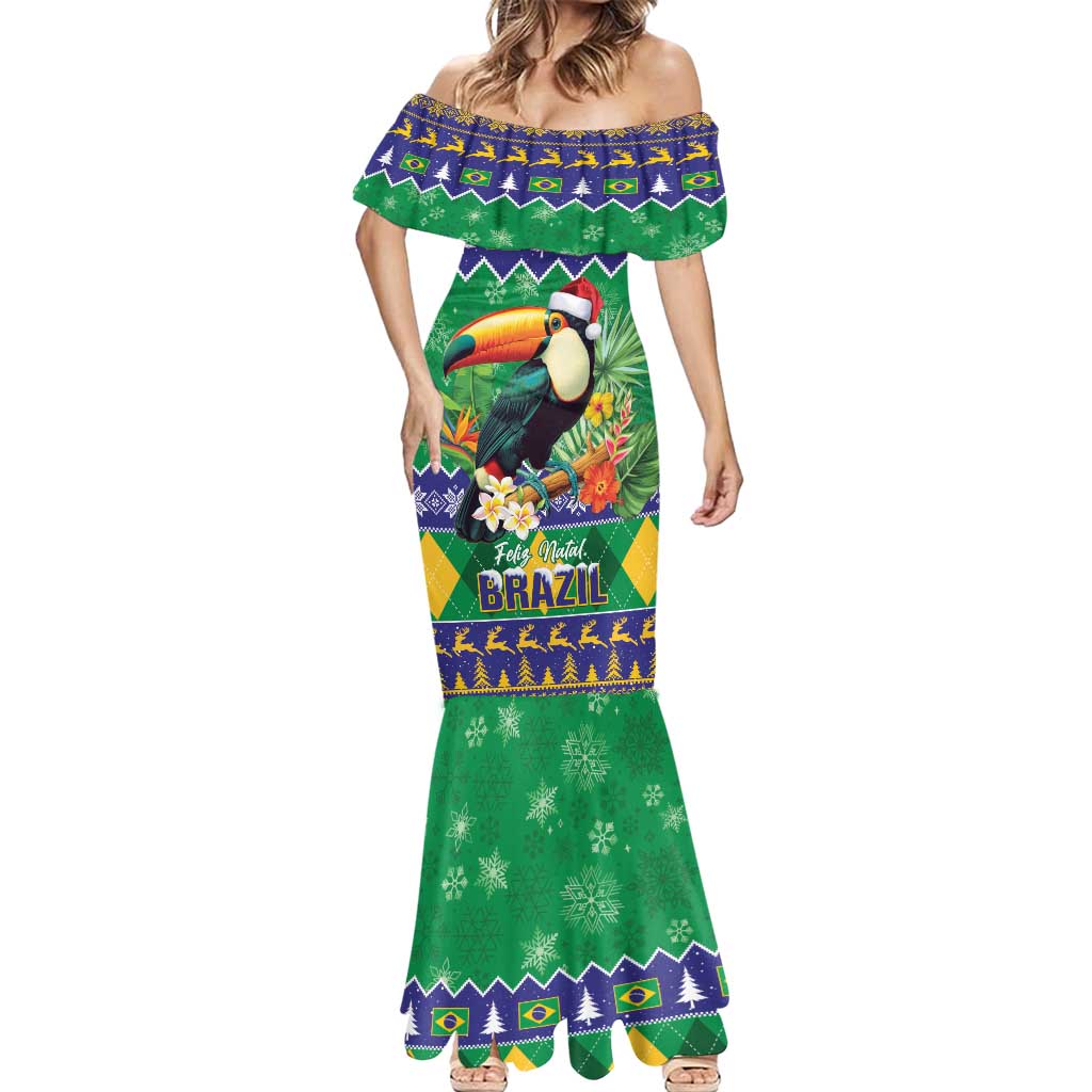 Brazil Christmas Mermaid Dress Toco Toucan Feliz Natal - Wonder Print Shop