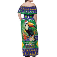 Brazil Christmas Off Shoulder Maxi Dress Toco Toucan Feliz Natal - Wonder Print Shop