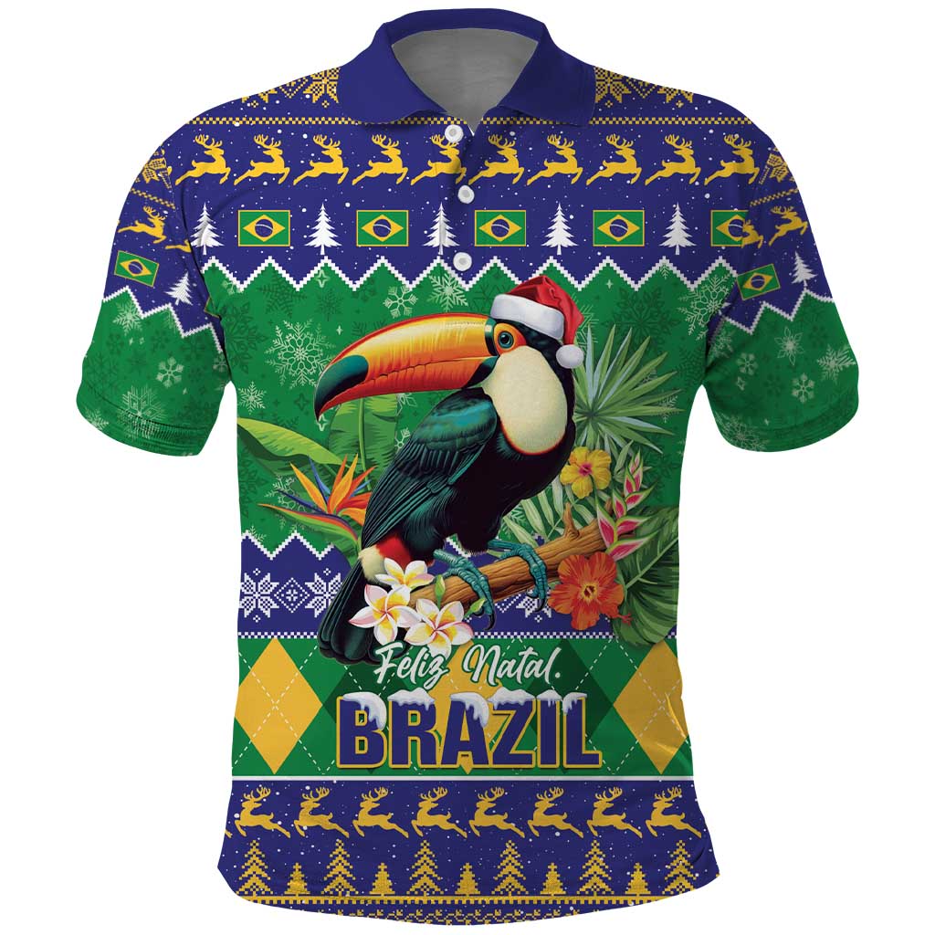 Brazil Christmas Polo Shirt Toco Toucan Feliz Natal - Wonder Print Shop