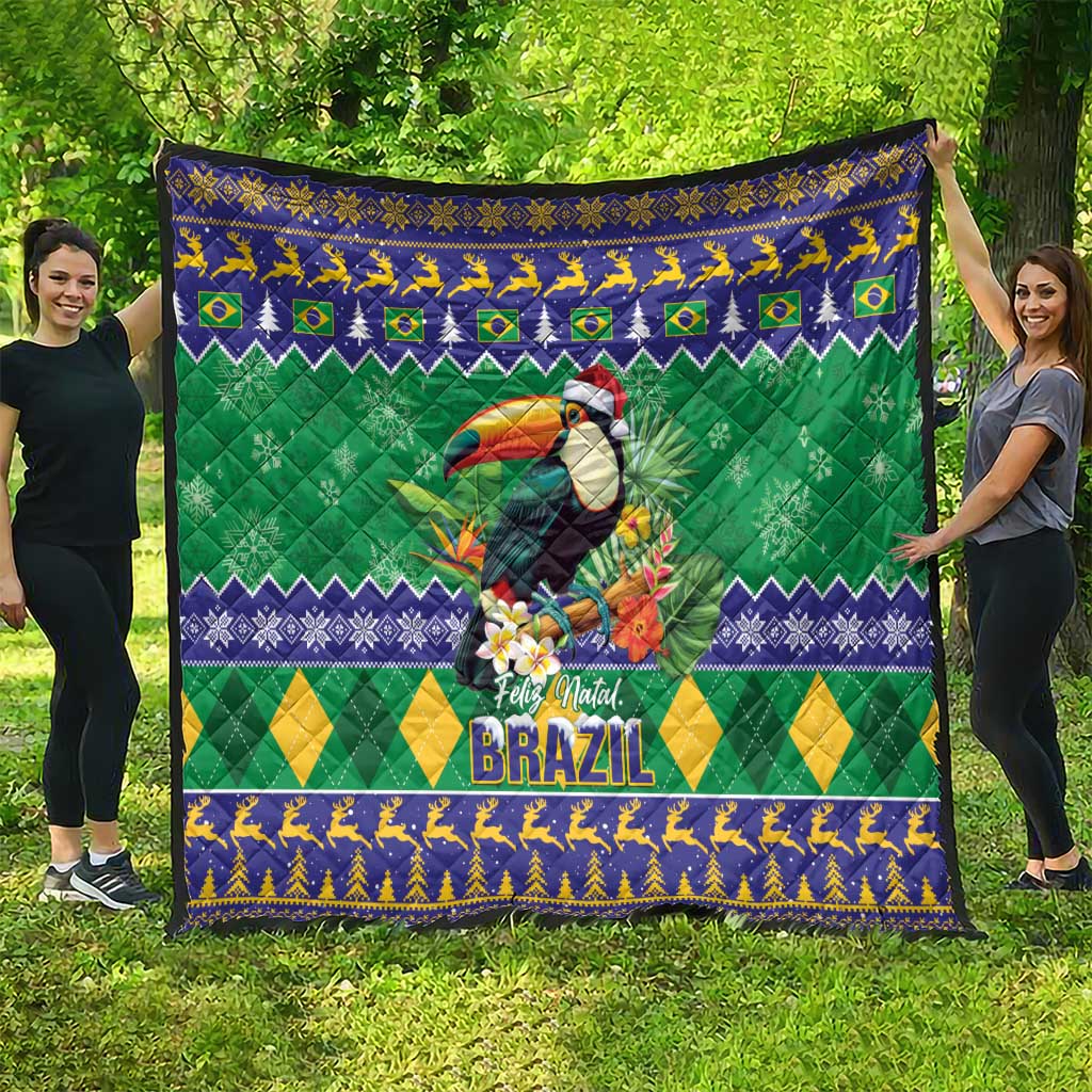 Brazil Christmas Quilt Toco Toucan Feliz Natal - Wonder Print Shop