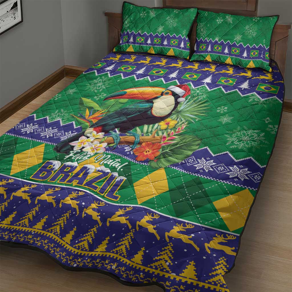 Brazil Christmas Quilt Bed Set Toco Toucan Feliz Natal - Wonder Print Shop