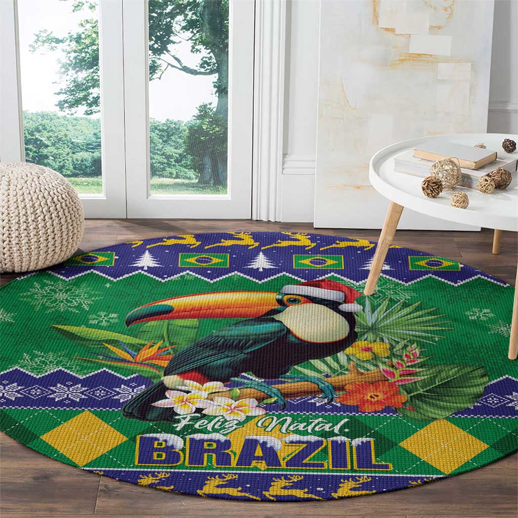 Brazil Christmas Round Carpet Toco Toucan Feliz Natal