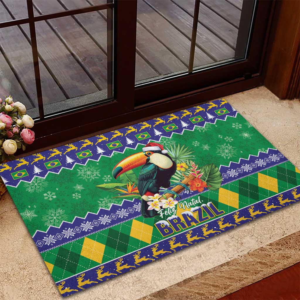 Brazil Christmas Rubber Doormat Toco Toucan Feliz Natal - Wonder Print Shop