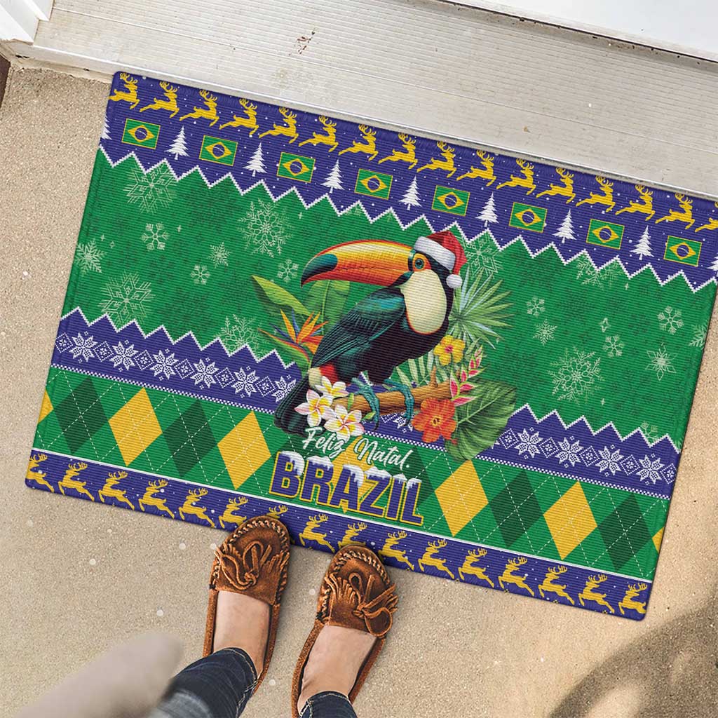 Brazil Christmas Rubber Doormat Toco Toucan Feliz Natal - Wonder Print Shop